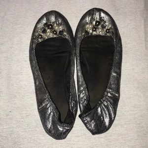 Bejeweled metallic flats